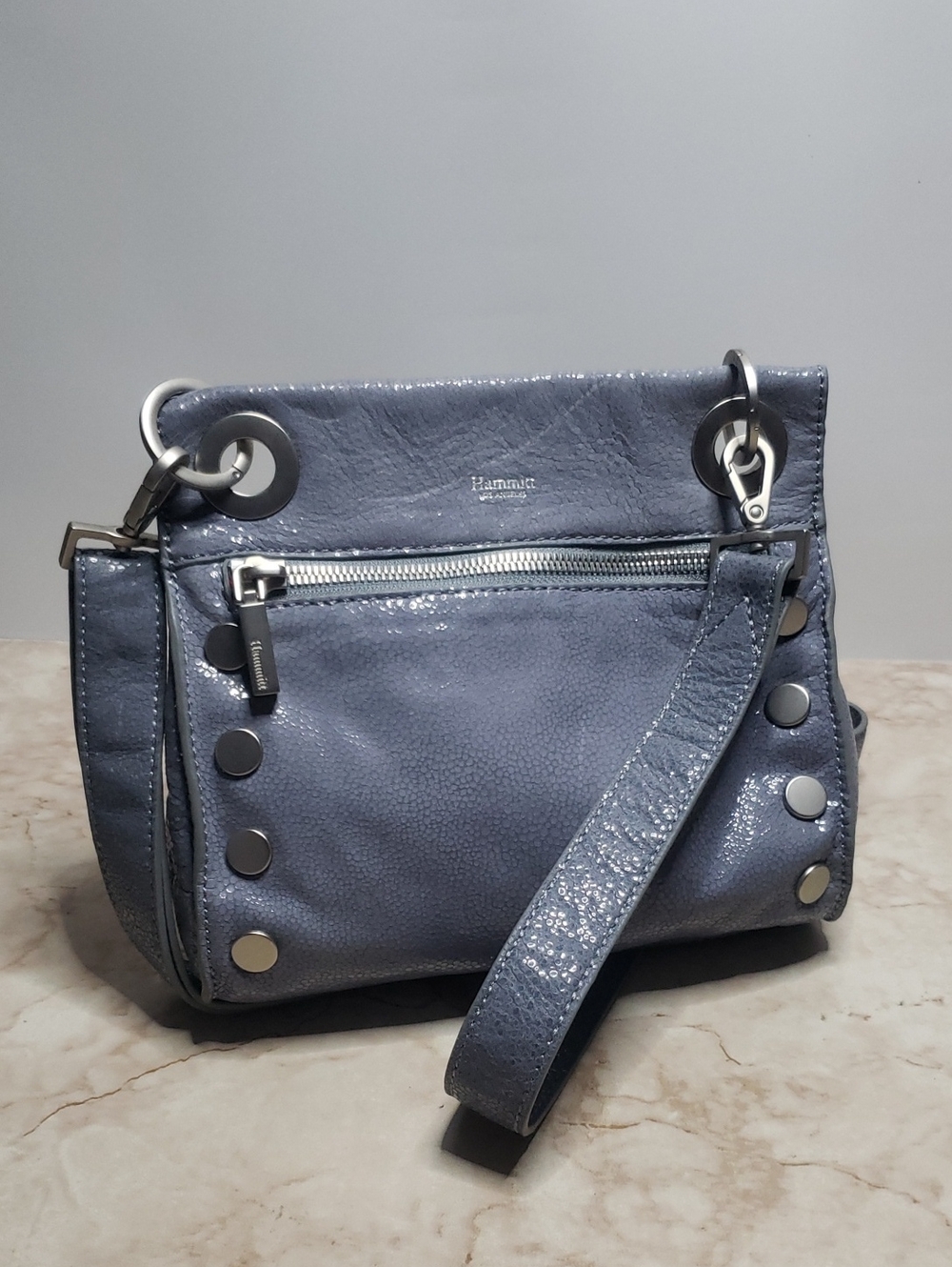 Hammitt Dusty Blue Studded Leather Crossbody